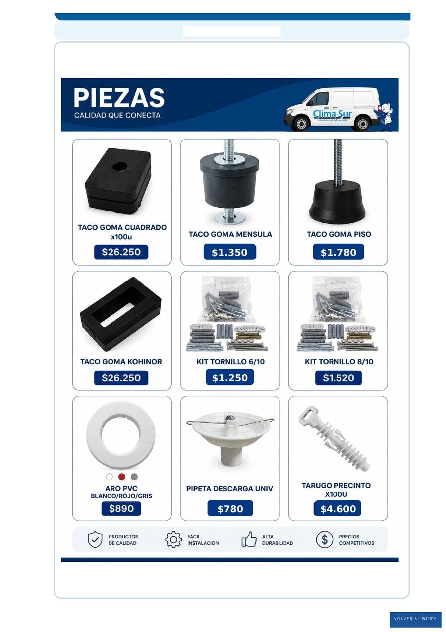 Piezas de instalación